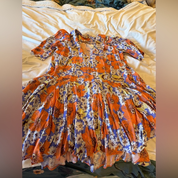 NWT Free People Sugar Crush Orange Floral Mini Dress Women’s Medium - Picture 5 of 8